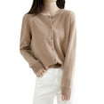 thumbnail image 2 of Gold Womens Tops Womens Basic Crew Neck Long Sleeve Button Down Cardigan Going Out Tops for Women, 2 of 5
