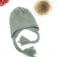 thumbnail image 3 of Children Knitted Cap Solid Color Decorative Acrylic Fiber Ear Protection Warm Hat Comfortable Autumn Winter Boys Girls Hats Black, 3 of 7