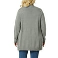 thumbnail image 3 of GRACE & GRANDEUR Women's Plus Size Open Front Long Sleeves Sweater Mid Length Cardigan 1X Light Grey, 3 of 7