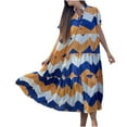 thumbnail image 2 of Qiopertar Robe d'Été Mode Femme Col Rond Manches Courtes Boutonnée Ample Grandes Économies de Vacances! Moins de 5$ jusqu'à 90 % de Réduction, 2 of 9