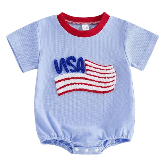 Povozer Infant Boys Romper Baby Bodysuit 250 Anniversary Usa Shirt Baby 4th Of July Outfit Boy Girl Newborn Infant Toddler USA T Shirts Oversized Romper Cute Clothes Size 3-6 Months,Blue