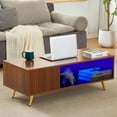 thumbnail image 3 of COSVALVE 41.3in LED Coffee Table Living Room with 16 Colors LED Light, Storage (Walnut), 3 of 8