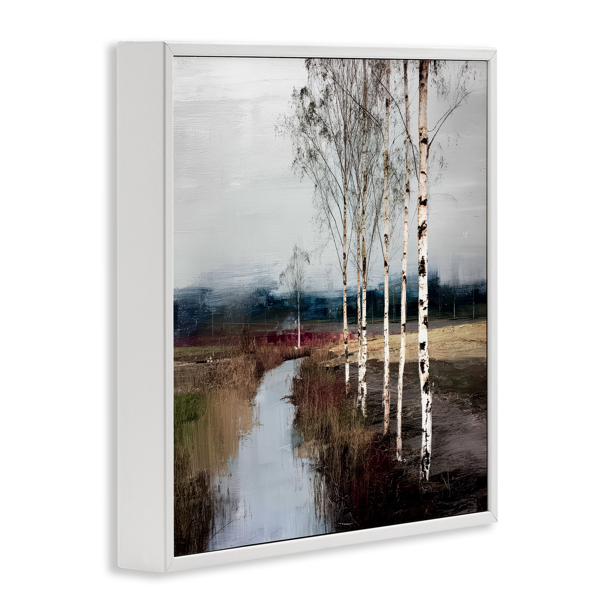 Stupell Industries Birch Creek River White Framed Giclee Art, design by Kim Curinga