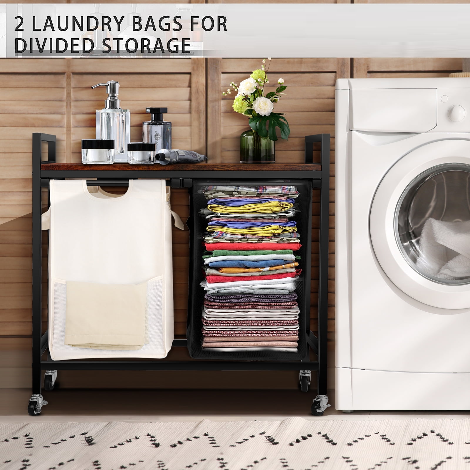 Style Selections 41.34-in x 22.64-in x 14.57-in Freestanding Metal Laundry Organizer