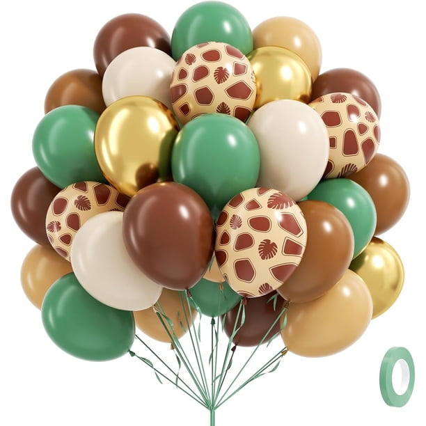 Yanonmyfd Sage green Balloons, 60pcs 12inch Sage green Sand White Metallic Gold Confetti Balloons for Boho Birthday Wedding Bridal Baby Shower Engagement Party Decorations,Green Brown