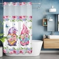 thumbnail image 6 of Spring No Hooks Shower Curtain with Snap-in Liner Purple Pink Green Rose Floral Leaf Gnomes Pastoral Shower Curtains for Bathroom, Waterproof, Easy Install, Washable 54"x78", 6 of 9