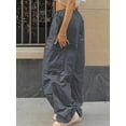 thumbnail image 2 of Parachute Pants for Women Y2K Baggy Cargo Pants Drawstring Trousers Low Rise Loose Jogger Sweatpants, 2 of 15