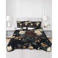 thumbnail image 3 of Vintage Black Floral Twin XL Size Down Alternative Comforter, Lightweight Comforter Quilt Bedding Set with Pillow Shams Spring Seasonal Botanical Blooms All Seasons Bed Comforter Duvet Insert 68"x98", 3 of 7