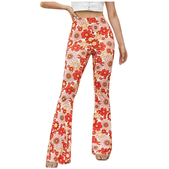 under $5 JINMGG Summer Fall Womens Plus Size $5 Womens Casual Long Pants High Waist Summer Printed Pants