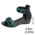 thumbnail image 4 of Aueoeo Women's Fashion Casual Spring And Summer Outer Wear Sequin Solid Color Round Toe Open Toe Rear Zipper Wedge Heel Thick-Soled Sandals, 4 of 8