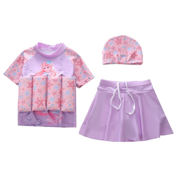 Shadoumai Girls Buoyancy Swimsuit Two Piece Set for Toddlers and Children with Flotation Support, Tail Swimsuit