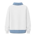 thumbnail image 6 of Women's Collared Sweatshirt Layered Look Pullover Top with Kangaroo Pocket Preppy Casual Tunic Sweatshirts, XL, 6 of 8