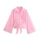 thumbnail image 1 of TRAF-blusa Kimono de manga larga para mujer, camisa con pajarita, botón frontal, Tops elegantes, moda, 1 of 5