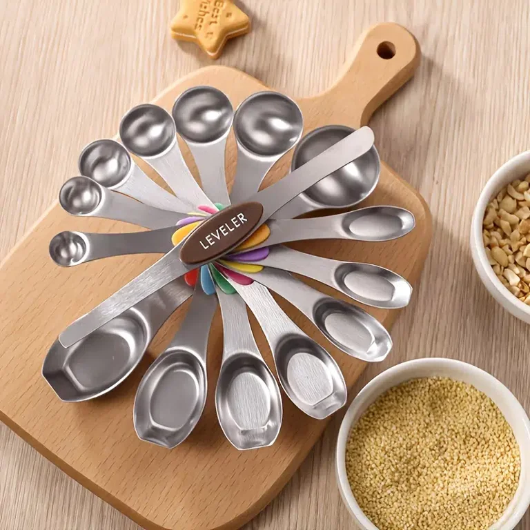  Magnetic Measuring Spoons Set Dual Sided Stainless Steel Stackable  Teaspoons Fits in Spice Jars Set of 9 for Measuring Dry and Liquid  Ingredients: Home & Kitchen