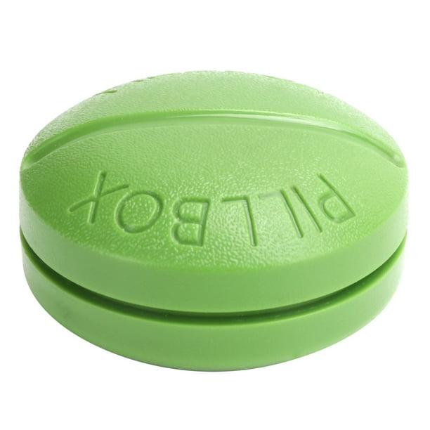 Caja de pastillas de 4 rejillas, caja de medicina portátil redonda, organizador para suministros de viaje para el hogar, verde