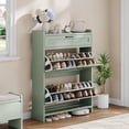 thumbnail image 4 of Organisateur d'Armoire à Chaussures Moderne - Rangement Caché avec 2 Tiroirs Rabattables - Étagère d'Entrée Autoportante Compacte - MDF avec Poignée en Métal, 4 of 9