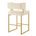 thumbnail image 6 of Set of 2 Modern Counter Height Bar Stools, 26 Inch Velvet Upholstered Bar Stools with Square Open Backrest, Counter Chairs Barstools with Gold Metal Frame for Kitchen Island, Cream, 6 of 6