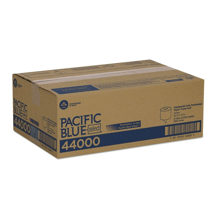 Pacific Blue Select 2-Ply Center-Pull Perf Wipers, 2-Ply, 8.25 x 12, White, 520/Roll, 6 Rolls/Carton Pacific Blue Select 2-Ply Center-Pull Perf Wipers, 2-Ply, 8.25 x 12, White, 520/Roll, 6 Rolls/Carton