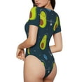 thumbnail image 3 of Fotbe Women Short Sleeve Bodysuit Round Neck Avocado In Space Bodysuit For Women Round Neck Scoop Neck Long Sleeve Stretch Tops Jumpsuit-Medium, 3 of 9