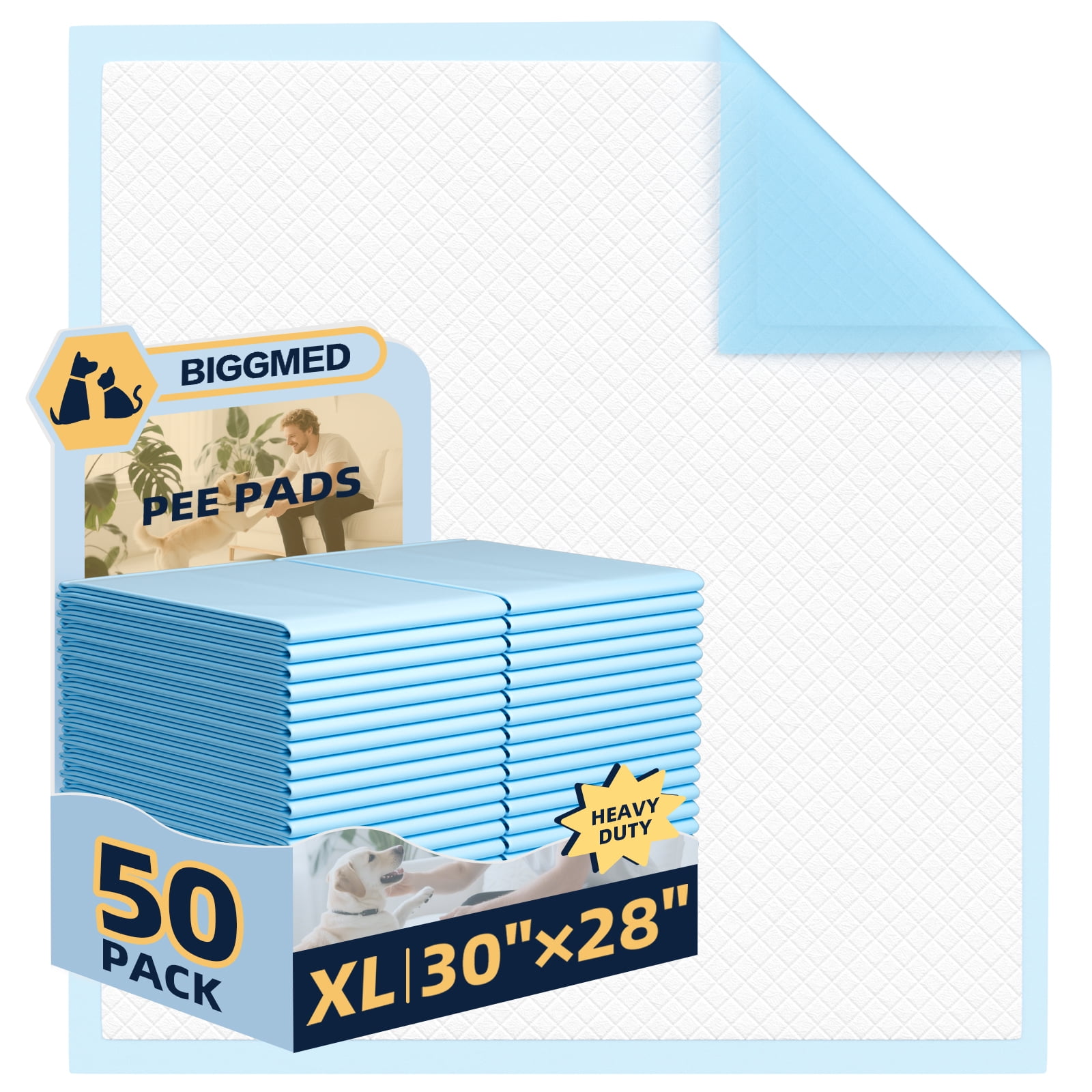 Biggmed Dog Pee Pads, 28x30 Inches, 50 Count photo 1