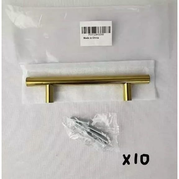 = Lot Of 10 Gold Brass 3 3/4" Center To Center Bar Pull Pd1123Hgd96 New