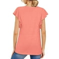 thumbnail image 4 of Summer Savings! TAGOLD Womens Plus Size Summer Tops,Womens Plus Size Tops,Women's Summer Fashion Casual V-Neck Solid Color Ruffe Short Sleeve Top Blouse Pink M, 4 of 5