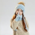 thumbnail image 2 of PuSpu 4-10 Years Old Boys And Girls Winter Outdoor Plus Velvet Warm Girls and Boys's Ear Protection Knitted Wool Hat Neck Glove Three-piece Set, 2 of 4