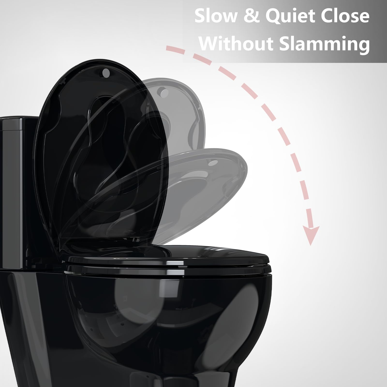 CuisinAid Round Toilet Seat with Built-in Toddler Training Seat, Soft-Close Lid, Safe PP Material & Easy Installation Kit,Black