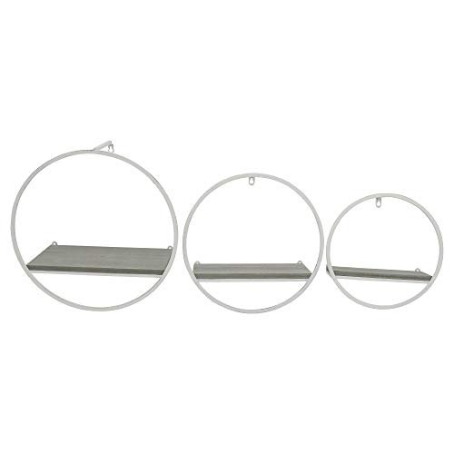 Sagebrook Home 13107-06 S/3 WOOD/METAL WALL SHELVES, GRAY/WHITE
