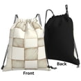thumbnail image 4 of Leisure Draw String Mouth Backpack 16 X 14 Woven Band Durable Not Easy To Fall Off In Travel Portable Draw String Design Beige Checked Hand-Drawn Sketch_4, 4 of 8