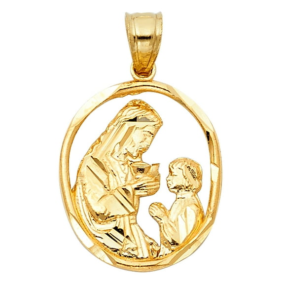 14k Yellow Gold Holy Sacrament Primera Communion My First Pendant Roman Charm Jewelry Female Unisex