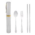 thumbnail image 2 of Cookware sets portable folding travel dinnerware set stainless steel tableware camping tools, 2 of 4