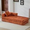thumbnail image 6 of Convertible Couch Sofa Bed Foldable Floor Sleeper | Modern Fold Out Couch | No Assembly Compression Sofa King Size Sleeper for Living Room, Bedroom | Orange Chenille, 6 of 9