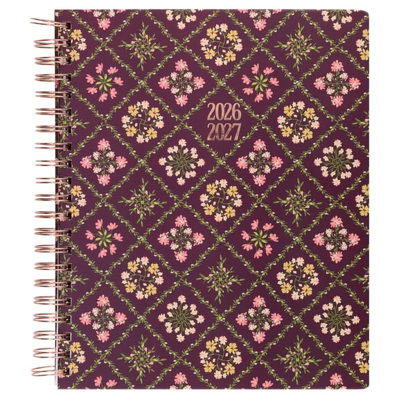 Pen+Gear 15-Month Planner, Dark Cherry Floral, 9β x 11β, October 2026-December 2027