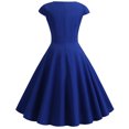 thumbnail image 3 of Women Hepburn Vintage 1950s Retro Style Swing Dresses V-neck Short Sleeve High Waist, 3 of 7