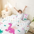 thumbnail image 3 of Metsweet Cartoon Dino Twin Duvet Cover, Kawaii Dinosaurs Animal Twin Bedding, Pink Blue Green,2pcs,1 Duvet Cover and 1 Pillowcase, 3 of 6