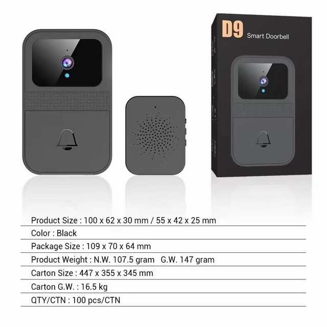 El timbre de video inalámbrico para el hogar inteligente se puede conectar al interruptor para capturar sonido durante un tiempo de espera prolongado con la cámara Captura de timbre