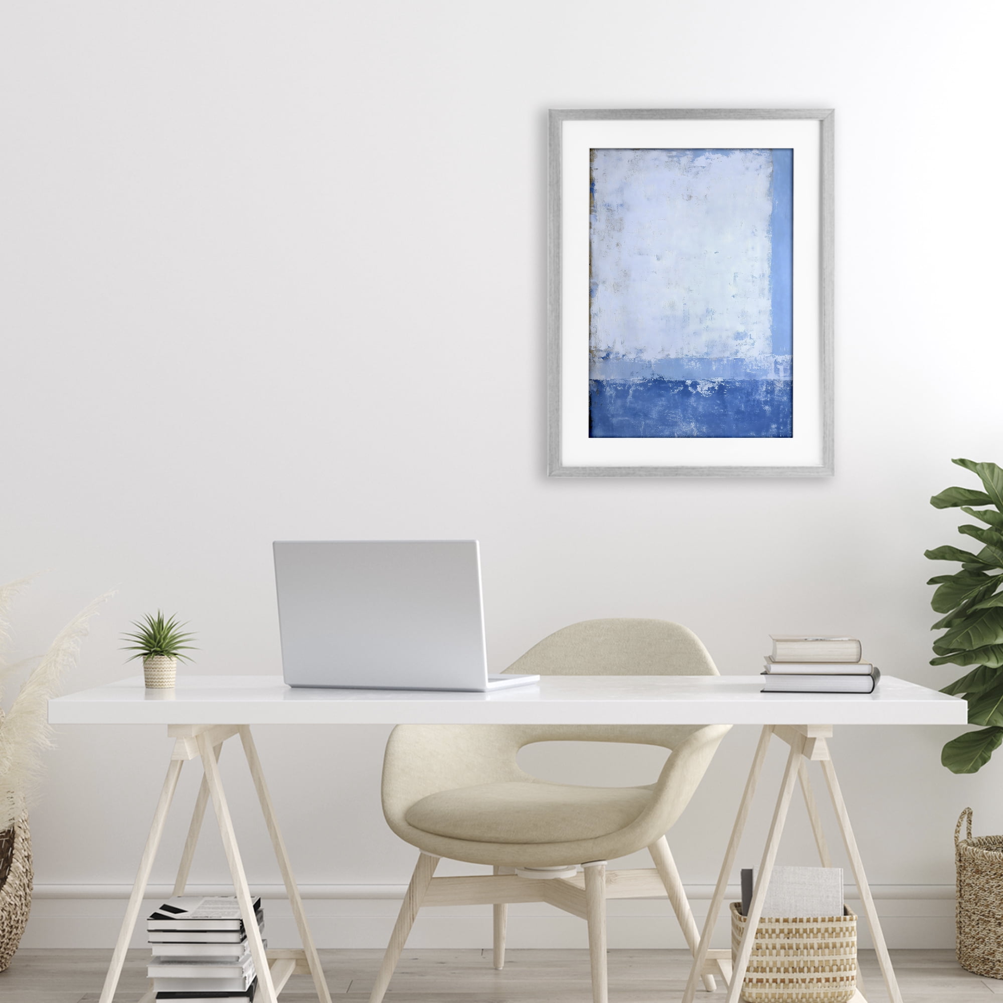 Stupell Industries Blue & White Abstract Gray Framed Print Under Glass, design by Gina Kelly