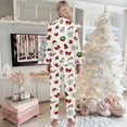 thumbnail image 4 of Pajama Sets for Women 2 Piece Trendy V Neck Button Christmas Print Long Sleeve Flannel with Long Pants Set Womens Pjs, 4 of 5