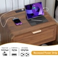 thumbnail image 4 of Wirrytor Modern Nightstand Set of 2 with USB charging, Wide Wood Bedside Table w/ Storage Drawers, Mid Century End Table for Bedroom, Living Room,Curved Profile Design,Walnut, 4 of 7