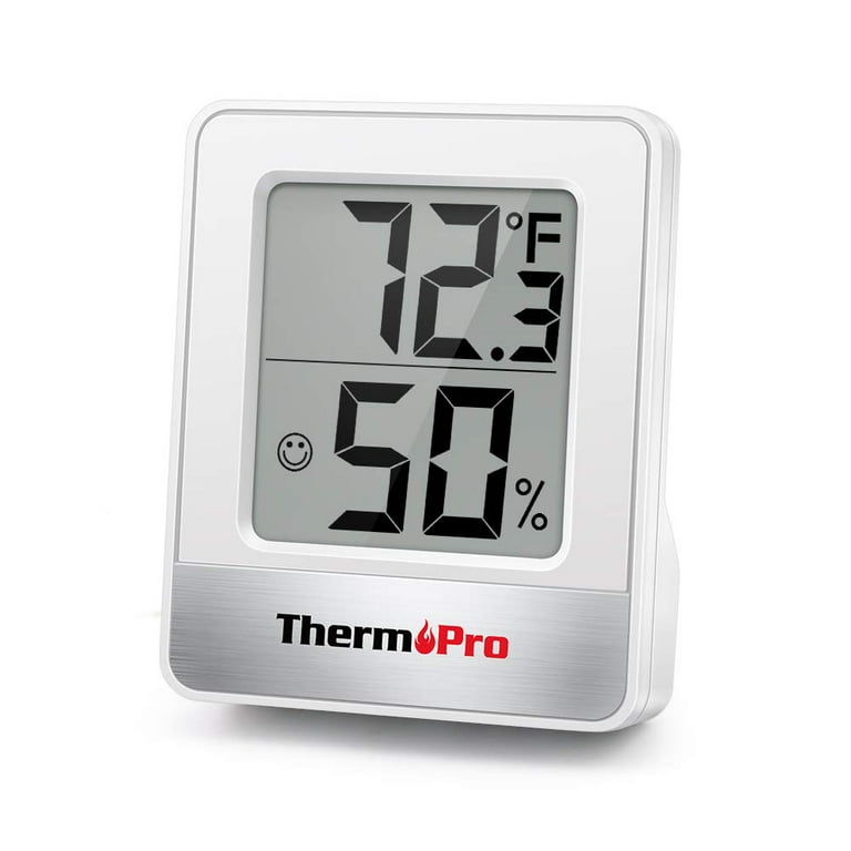 ThermoPro TP49 Indoor Digital Hygrometer Thermometer Temperature Humidity  Meter Room Monitor Mini Hygrometer Thermometer  Tabletop/Wall-mountable/Magnet-mountable White 