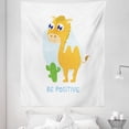 thumbnail image 1 of Funny Sayings Tapestry, Whimsical Camel with Succulent Plant Cactus Be Positive Lettering, Fabric Wall Hanging Decor for Bedroom Living Room Dorm, 5 Sizes, White Pale Blue Almond, by Ambesonne, 1 of 1