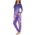 thumbnail image 2 of SCRAWLGOD Galaxy Pj for Women Sleepwear Long Sleeve Pajama Set for Women Soft Comfy Crewneck Ladies 2 Piece Outfits Size M Lightweight Nightwear Set, 2 of 6