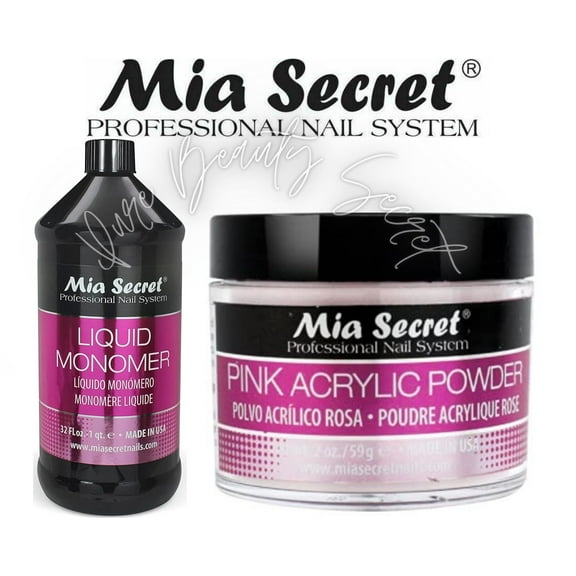 Mia Secret Liquid Monomer 32 oz and Pink Powder 2 oz