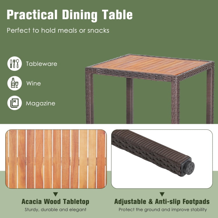 Aimee Lii 3 Pieces Patio Wicker Furniture Set with Acacia Wood Table Top, Outdoor Patio Set Aimee Lii 3 Pieces Patio Wicker Furniture Set with Acacia Wood Table Top, Outdoor Patio Set