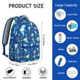thumbnail image 5 of Cute Blue Shark and Dolphin Student Backpack Durable Waterproof Composite Oxford Cloth with Hand Drawn Marine Life Design, Comfortable Adjustable Straps, Perfect for School and Travel, 5 of 5
