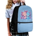 thumbnail image 3 of Yuyamidu Pink Blue Axolotl Backpack for School Girls 4Th Grade Preppy Backpacks Cute Bookbag Preschool Student Book Bags with 2 Sides Mesh Pouch, Blue, 3 of 6