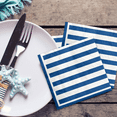 thumbnail image 4 of 100 Pcs Blue and White Striped Napkins, Navy Blue and White Cocktail Beverage Paper Napkin Lunch Napkin for Boy Men Birthday Bridal Baby Shower Wedding, 4 of 7