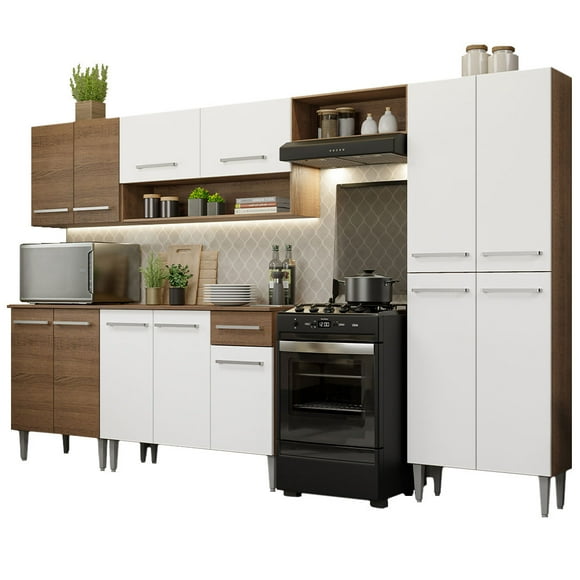 Cocina Integral Madesa Emilly 293cm Marrón/Blanco Madesa Emilly Cocina Integral Mueble de Cocina