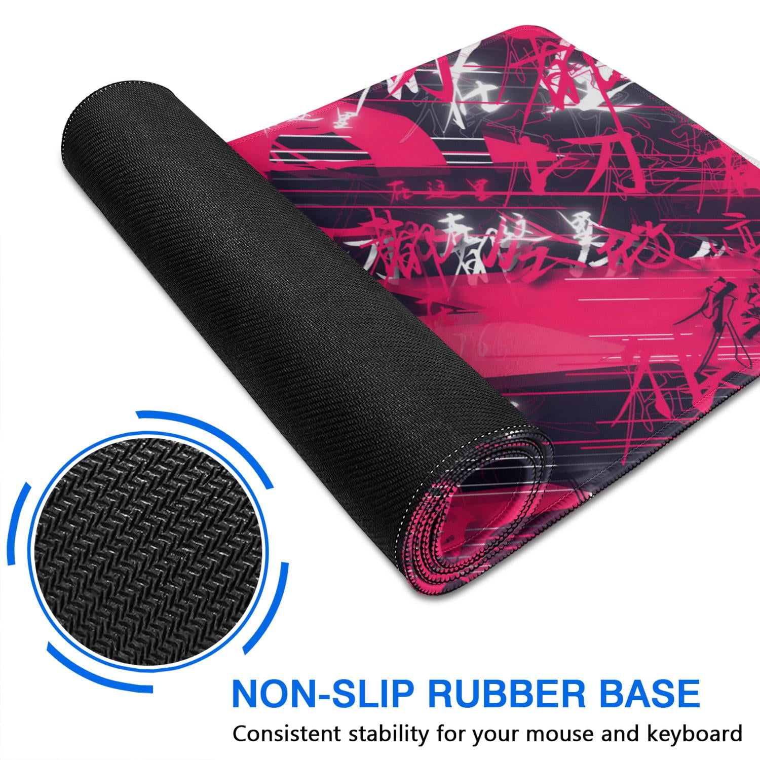 Gaming Mouse Pad, 31.5x11.8 Inch Large Big Computer Keyboard Mouse Mat Desk Pad with Non-Slip Base and Stitched Edge for Home Office Gaming Work (Black Red)